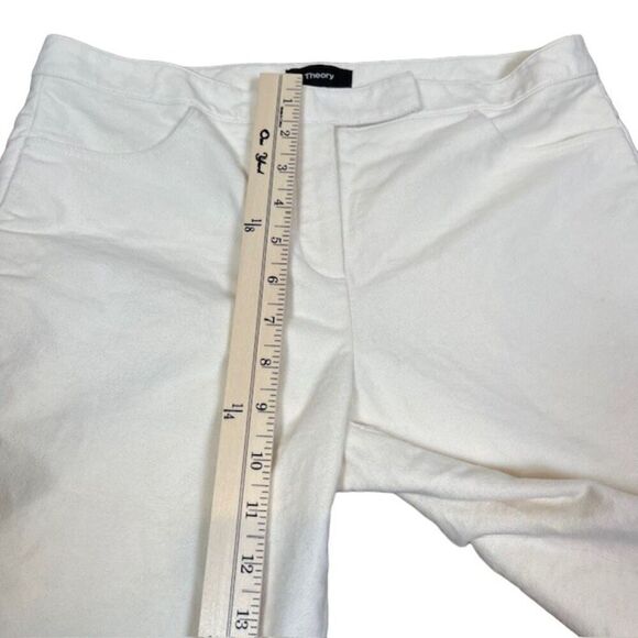 Theory Crop Pants Moleskin Twill Winter White Flare Leg Cotton Spandex Size 4 - Picture 5 of 14